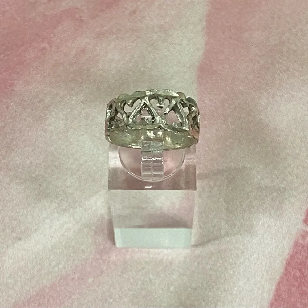 VINTAGE Silver Heart Handmade Die Cut Ring